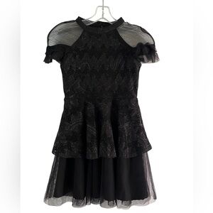 Pippa and Julie - Wednesday Vibes - Elegant Black Kids Ruffle Dress - Size 10